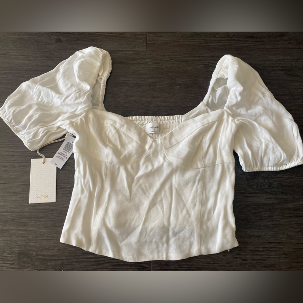 Wilfred Novella Romantic NWT Small Top Blouse White Aritzia